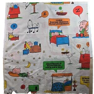 Vintage 1960s PEANUTS Twin Flat Sheet Snoopy Charlie Brown Linus Sally Tastemake